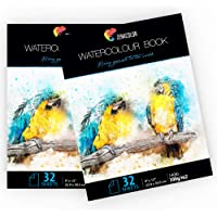 2 x Bloc Acuarela para Pinturas Acuarelas - Formato A4 (9” x 12”) - 2 x 32 Hojas Blancas 300 gr - Lote de 2 Cuadernos…